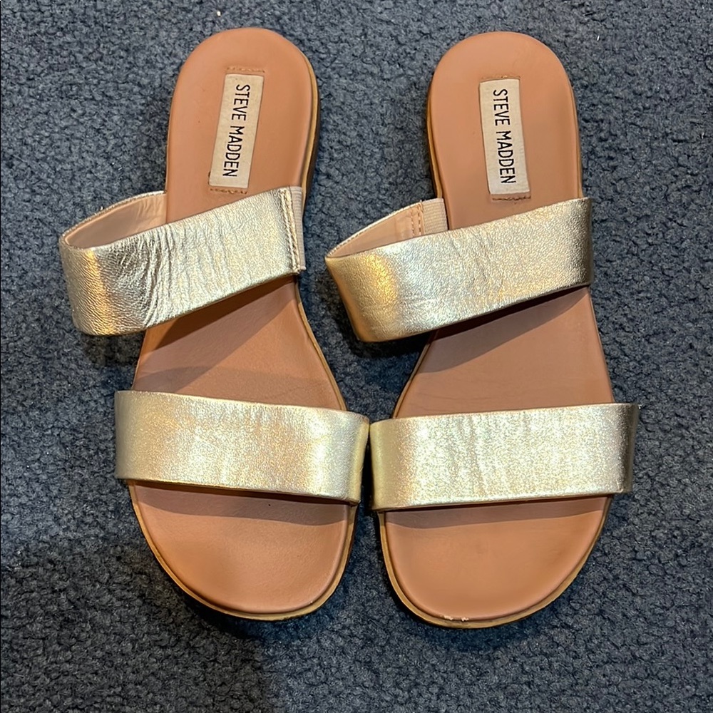 Steve Madden Gold Metallic Slide Sandals